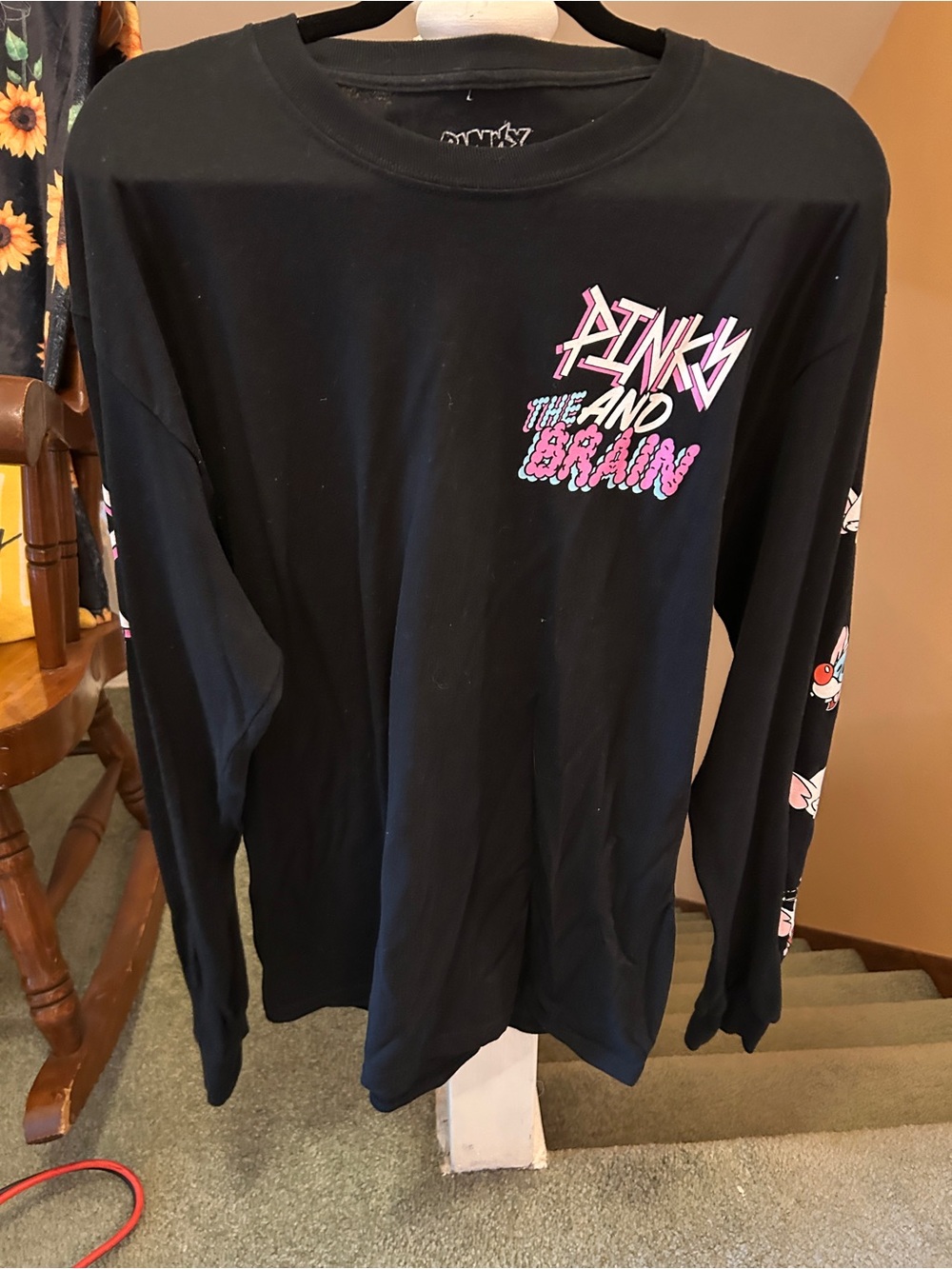 Pinky and The Brain Black Long-Sleeve Mens Tee